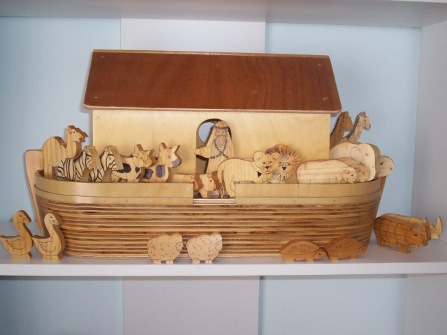 large wooden noah's ark toy